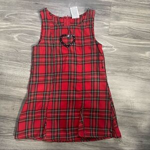 4T red plaid sleeveless girl dress